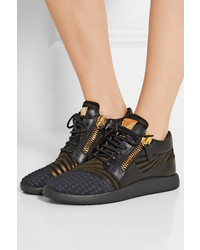 Женские черные кожаные низкие кеды от Giuseppe Zanotti