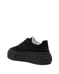 Мужские черные кожаные низкие кеды от MM6 MAISON MARGIELA