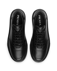 Мужские черные кожаные низкие кеды от Prada