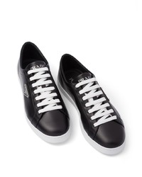 Мужские черные кожаные низкие кеды от Prada