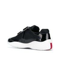 Женские черные кожаные низкие кеды от Prada