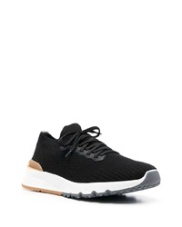 Мужские черные кожаные низкие кеды от Brunello Cucinelli