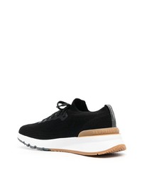 Мужские черные кожаные низкие кеды от Brunello Cucinelli