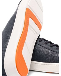 Мужские черные кожаные низкие кеды от Santoni