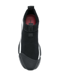 Мужские черные кожаные низкие кеды от Bruno Bordese