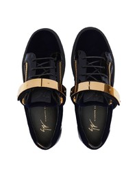 Мужские черные кожаные низкие кеды от Giuseppe Zanotti