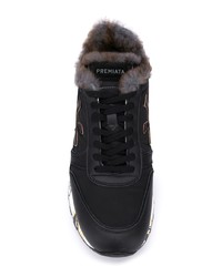 Мужские черные кожаные низкие кеды от White Premiata