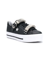 Женские черные кожаные низкие кеды от Converse