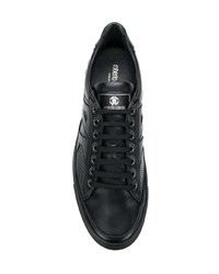 Мужские черные кожаные низкие кеды от Roberto Cavalli