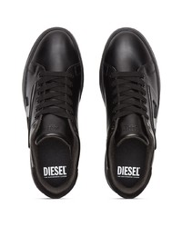 Мужские черные кожаные низкие кеды от Diesel