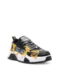 Мужские черные кожаные низкие кеды от VERSACE JEANS COUTURE