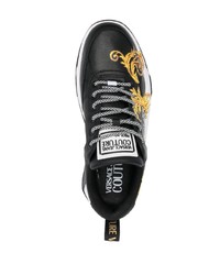 Мужские черные кожаные низкие кеды от VERSACE JEANS COUTURE