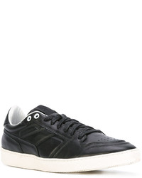 Мужские черные кожаные низкие кеды от AMI Alexandre Mattiussi