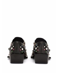 Черные кожаные оксфорды с украшением от Dolce & Gabbana