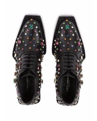 Черные кожаные оксфорды с украшением от Dolce & Gabbana