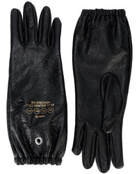 Мужские черные кожаные перчатки с принтом от Balenciaga