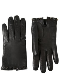 Черные кожаные перчатки с шипами