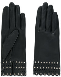 Женские черные кожаные перчатки с шипами от Agnelle