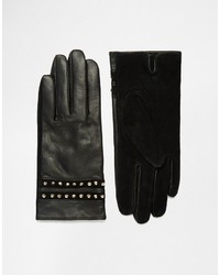 Женские черные кожаные перчатки с шипами от French Connection