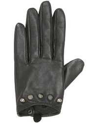 Женские черные кожаные перчатки с шипами от Carolina Amato