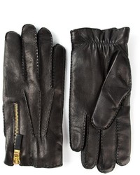 Мужские черные кожаные перчатки от Alexander McQueen