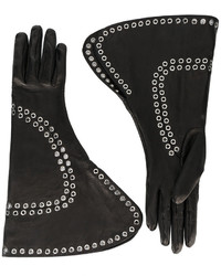 Женские черные кожаные перчатки от Alexander McQueen