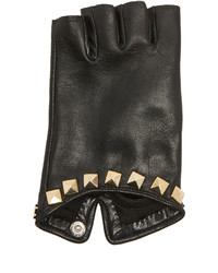 Женские черные кожаные перчатки от Agnelle