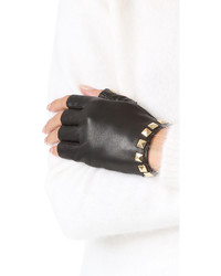 Женские черные кожаные перчатки от Agnelle