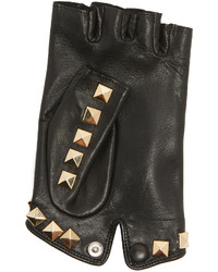 Женские черные кожаные перчатки от Agnelle