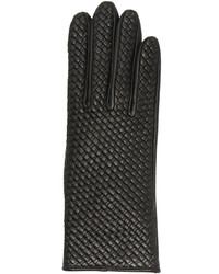 Женские черные кожаные перчатки от Agnelle