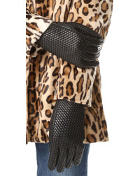 Женские черные кожаные перчатки от Agnelle