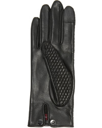Женские черные кожаные перчатки от Agnelle