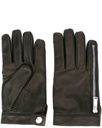 Мужские черные кожаные перчатки от DSQUARED2