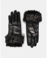 Женские черные кожаные перчатки от Dune