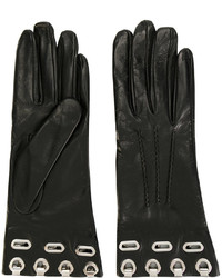 Женские черные кожаные перчатки от Ermanno Scervino