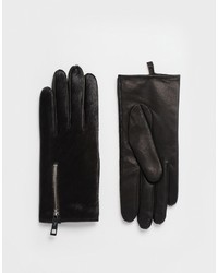 Женские черные кожаные перчатки от French Connection