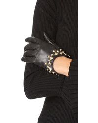 Женские черные кожаные перчатки от Agnelle