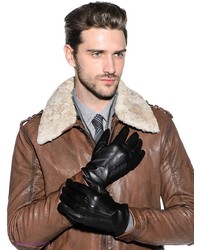Мужские черные кожаные перчатки от Labbra