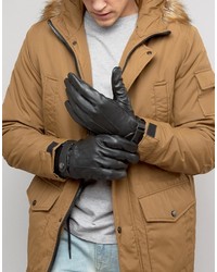 Мужские черные кожаные перчатки от French Connection