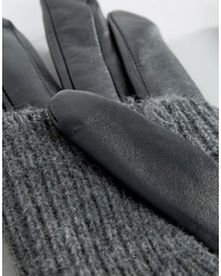 Женские черные кожаные перчатки от Pieces