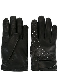 Мужские черные кожаные перчатки от Les Hommes
