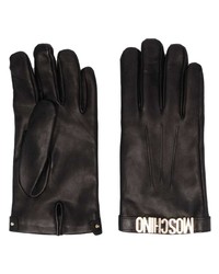 Мужские черные кожаные перчатки от Moschino