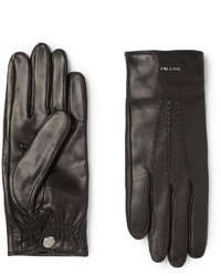 Мужские черные кожаные перчатки от Prada