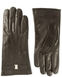 Женские черные кожаные перчатки от Salvatore Ferragamo