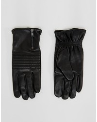 Мужские черные кожаные перчатки от Selected
