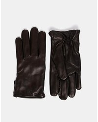 Мужские черные кожаные перчатки