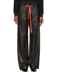 Женские черные кожаные пижамные штаны от Alexander Wang