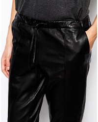 Женские черные кожаные пижамные штаны от Muu Baa