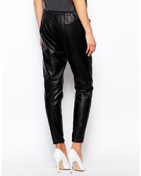 Женские черные кожаные пижамные штаны от Muu Baa
