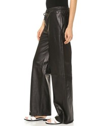 Женские черные кожаные пижамные штаны от Alexander Wang